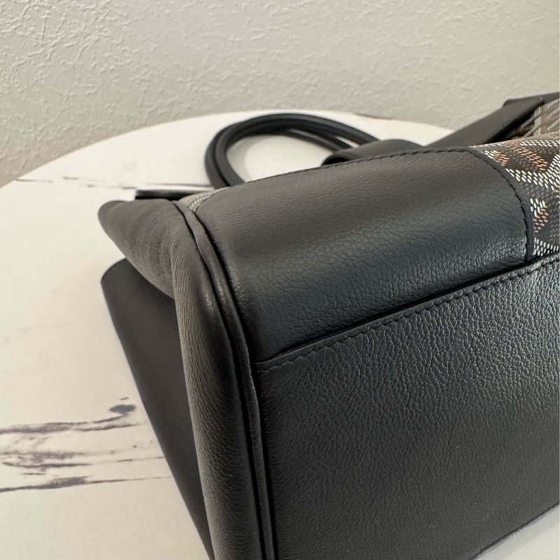 Gouard黑皮革咖pvc手提公事包💼-6