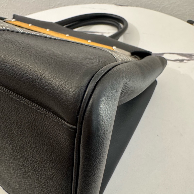 Gouard黑皮革咖pvc手提公事包💼-9