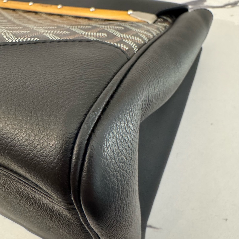 Gouard黑皮革咖pvc手提公事包💼-10