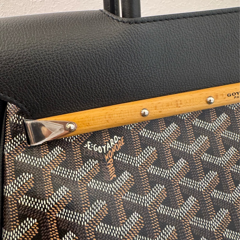 Gouard黑皮革咖pvc手提公事包💼-12