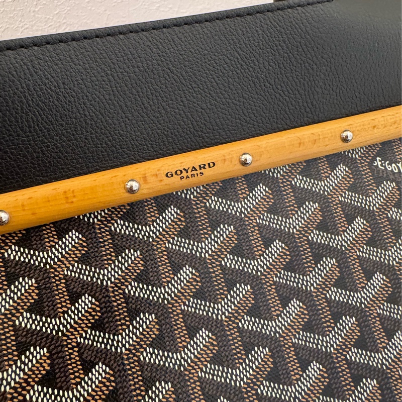 Gouard黑皮革咖pvc手提公事包💼-13