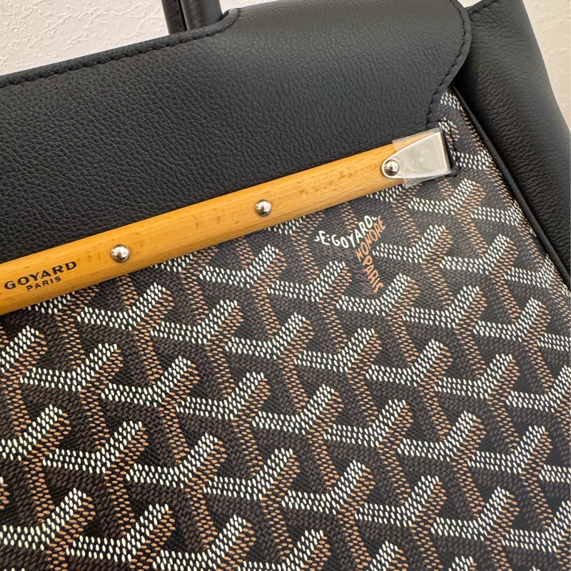 Gouard黑皮革咖pvc手提公事包💼-14