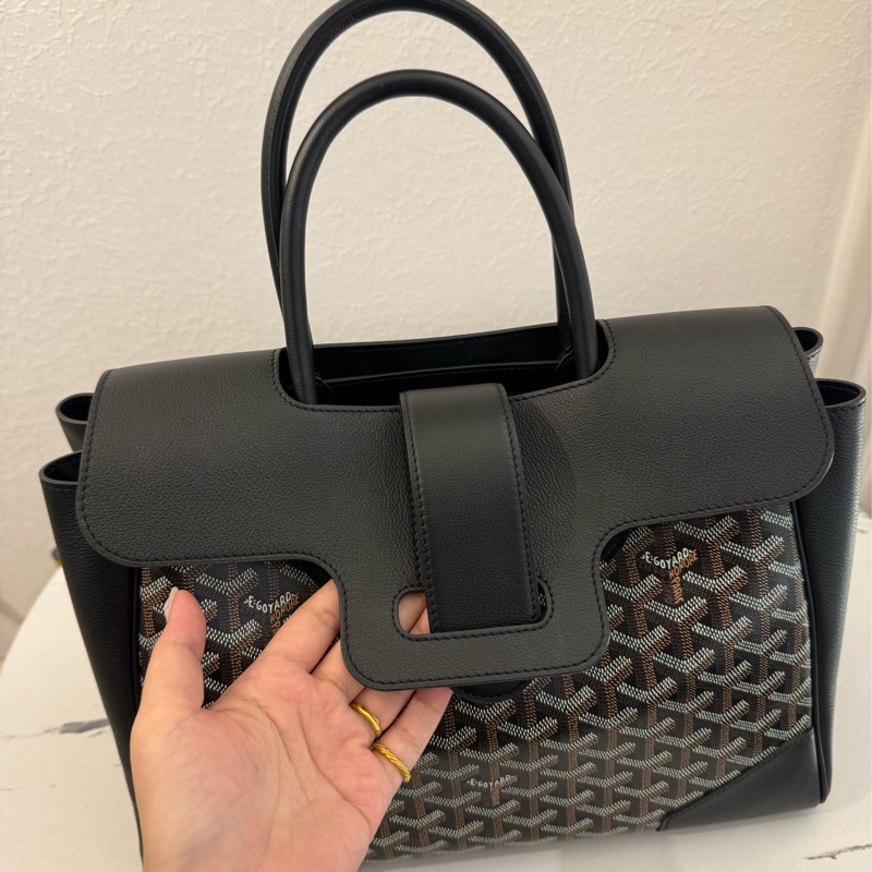 Gouard黑皮革咖pvc手提公事包💼-15