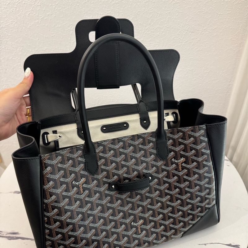 Gouard黑皮革咖pvc手提公事包💼-16