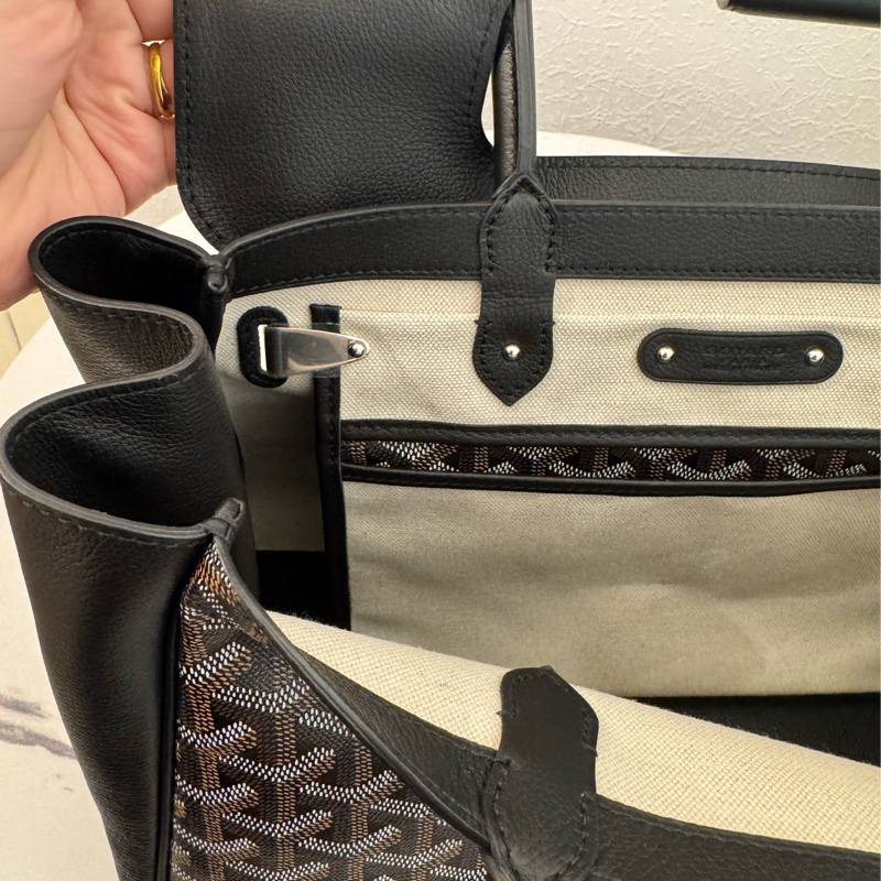 Gouard黑皮革咖pvc手提公事包💼-18