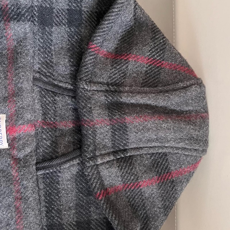 Burberry博柏利 格紋連帽 羊絨/山羊絨 圍巾 斗篷 男女同款 經典灰黑格子-14