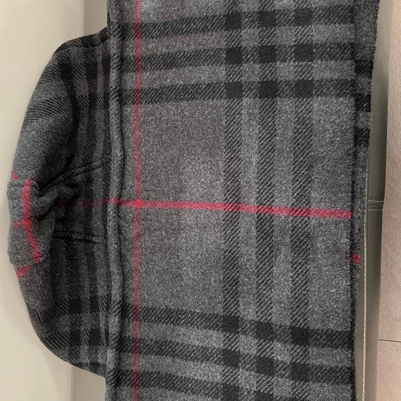 Burberry博柏利 格紋連帽 羊絨/山羊絨 圍巾 斗篷 男女同款 經典灰黑格子-16