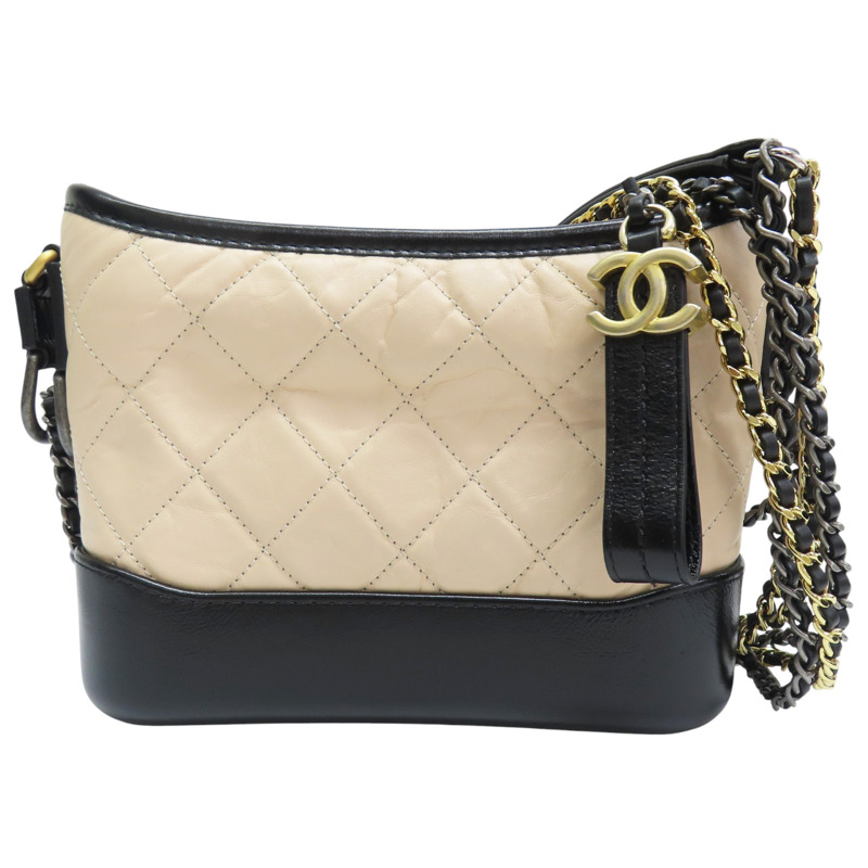 【再降價】米色皮革20cm流浪包鏈帶肩背【CHANEL 香奈兒】包 #25136769-0