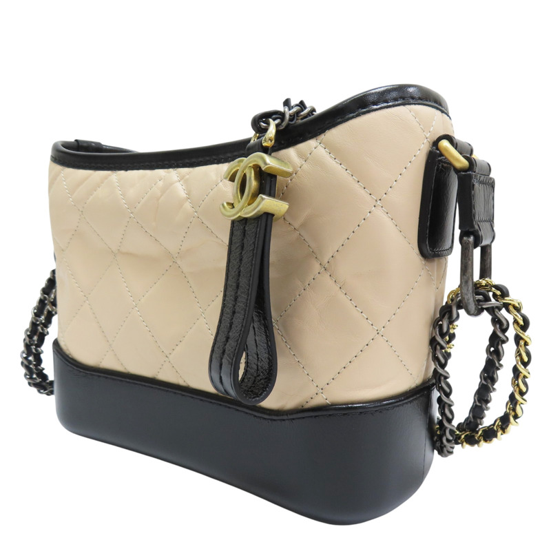 【再降價】米色皮革20cm流浪包鏈帶肩背【CHANEL 香奈兒】包 #25136769-2