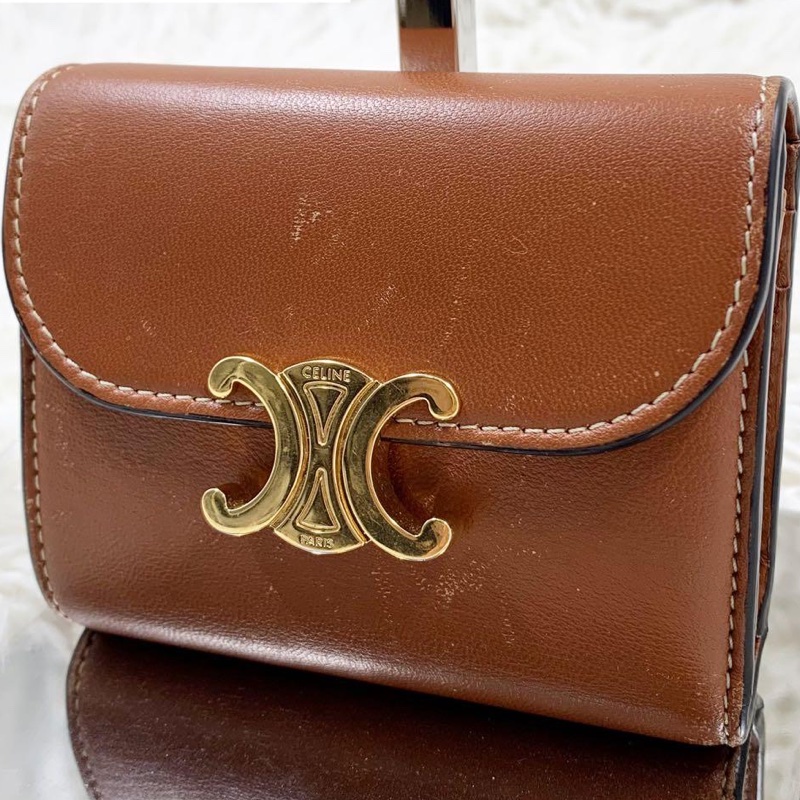 🌷放Celine 凱旋門棕色短夾錢包 ｜經典花紋✦fufu style 精品✦ 氣質款｜-0