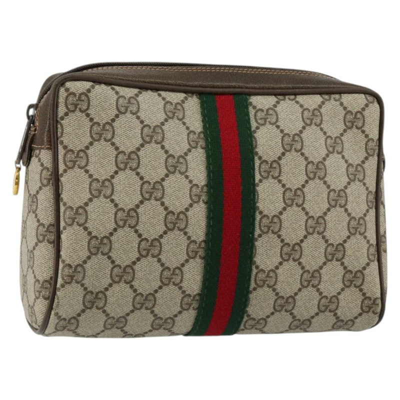 【日本直送】GUCCI GG Supreme Web Sherry Line 手拿包 PVC 米色 正品 BA7254-0