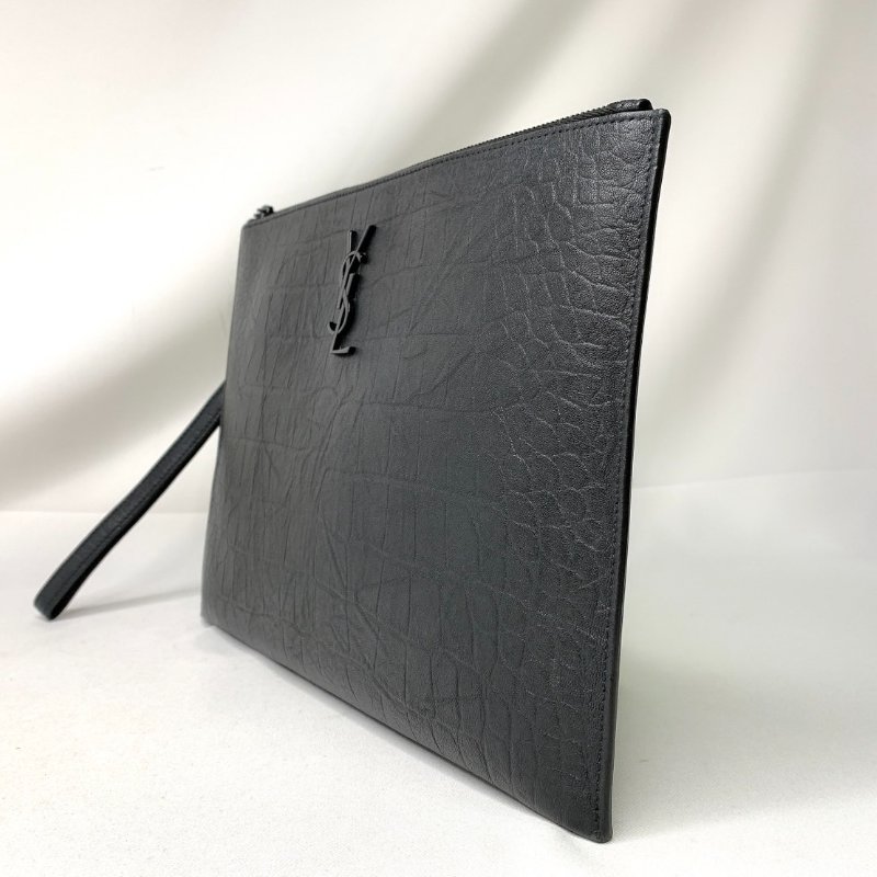 YSL 全新霧面牛皮鱷魚壓紋手拿包-2