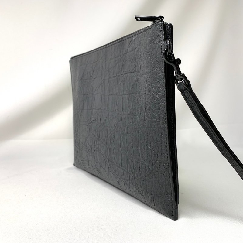 YSL 全新霧面牛皮鱷魚壓紋手拿包-4