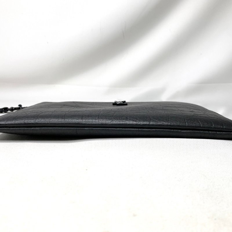 YSL 全新霧面牛皮鱷魚壓紋手拿包-9