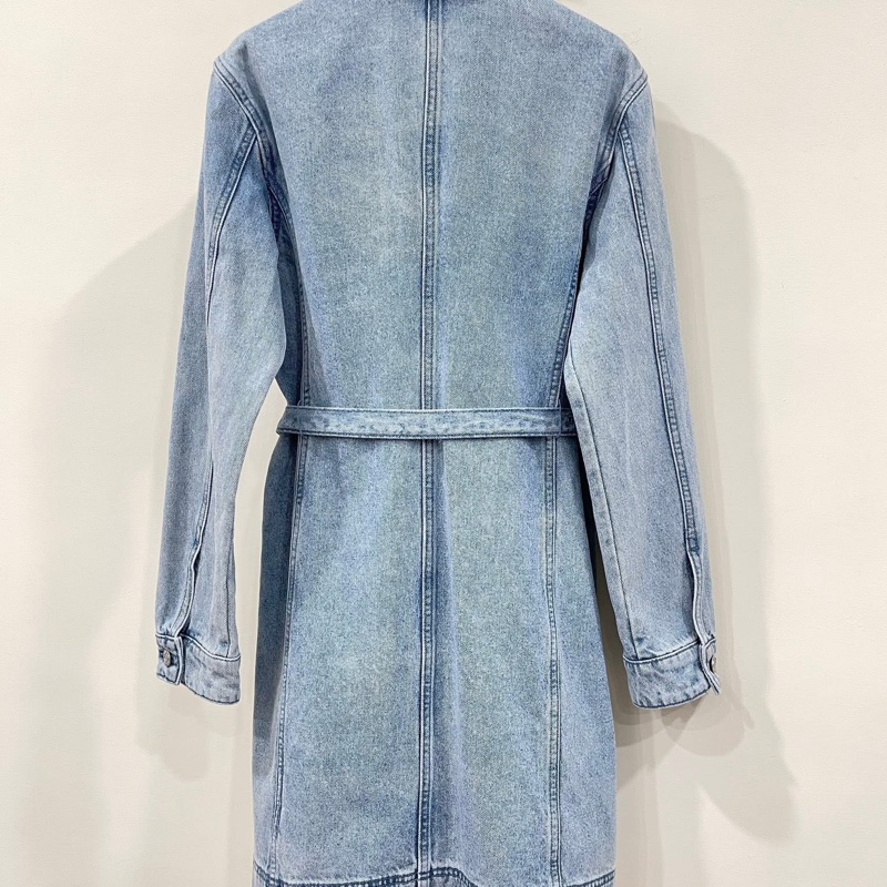 美國MICHAEL KORS 復古刷白腰帶牛仔洋裝洋裝&長版外套-3