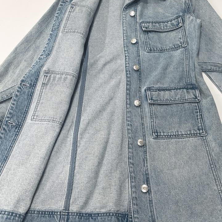 美國MICHAEL KORS 復古刷白腰帶牛仔洋裝洋裝&長版外套-7