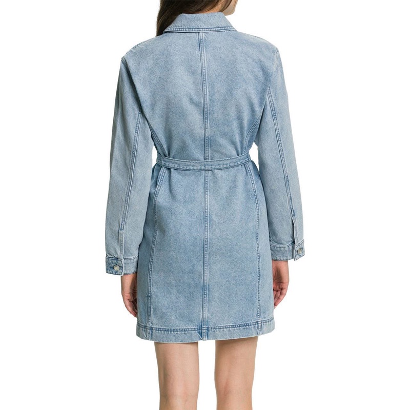 美國MICHAEL KORS 復古刷白腰帶牛仔洋裝洋裝&長版外套-1