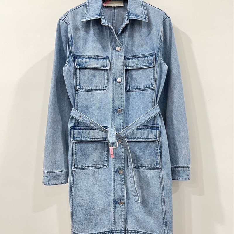 美國MICHAEL KORS 復古刷白腰帶牛仔洋裝洋裝&長版外套-2