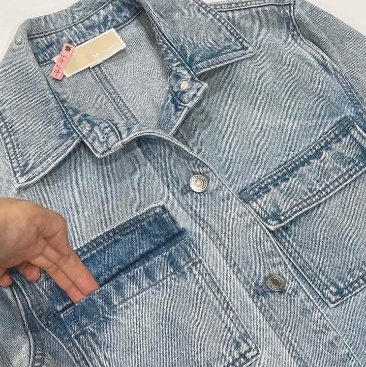 美國MICHAEL KORS 復古刷白腰帶牛仔洋裝洋裝&長版外套-4