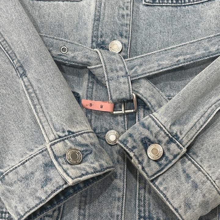 美國MICHAEL KORS 復古刷白腰帶牛仔洋裝洋裝&長版外套-5