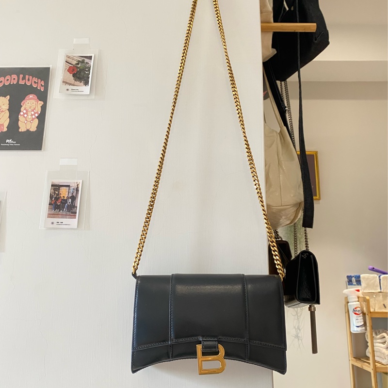 BALENCIAGA Hourglass B字鍊帶手拿/斜背沙漏包-0
