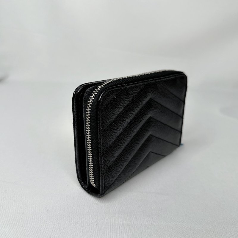 YSL 黑銀荔枝牛短夾-5