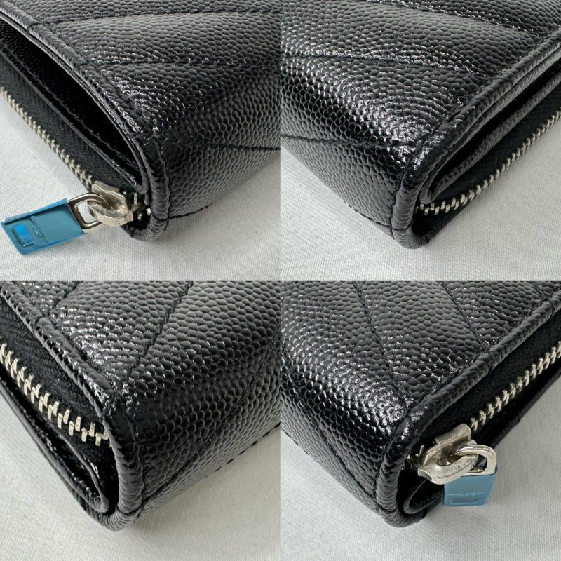 YSL 黑銀荔枝牛短夾-9