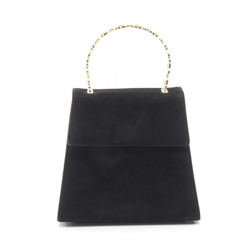 Salvatore Ferragamo Gancini 手提包 21 5672 黑色絨面革布料 二手 女士-0