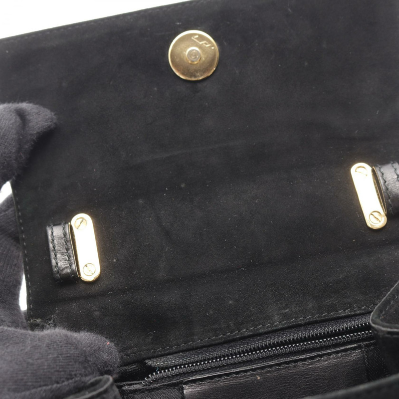Salvatore Ferragamo Gancini 手提包 21 5672 黑色絨面革布料 二手 女士-4