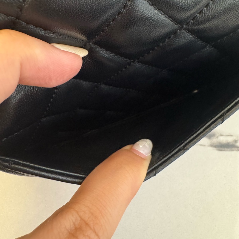 Chanel黑菱格金雙C coco愛心鏈口蓋包-9