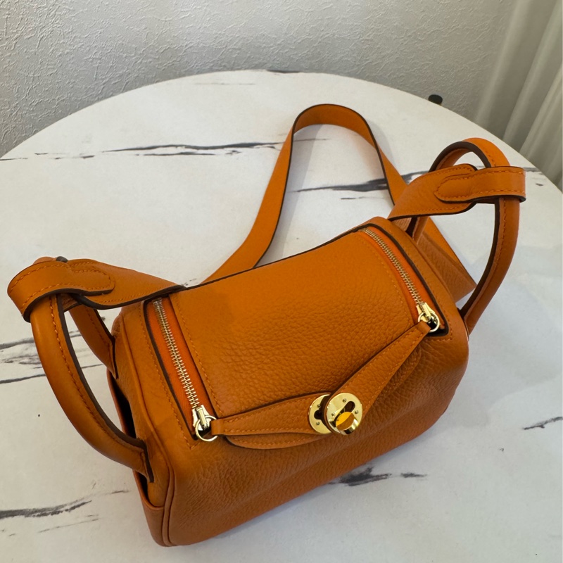 Hermes愛馬仕橘金釦mini lindy-2