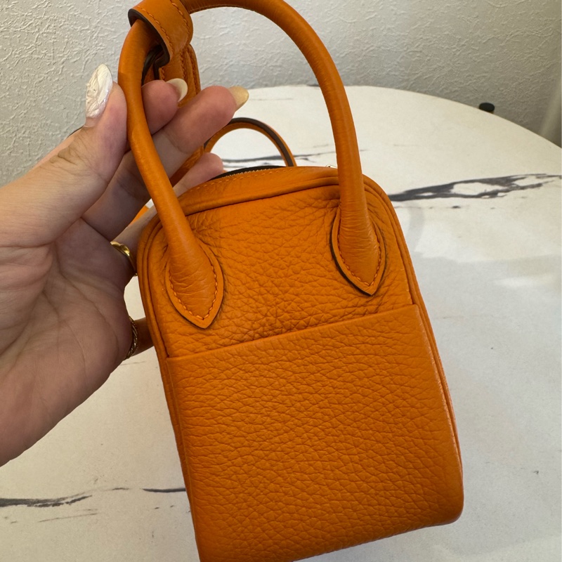 Hermes愛馬仕橘金釦mini lindy-3