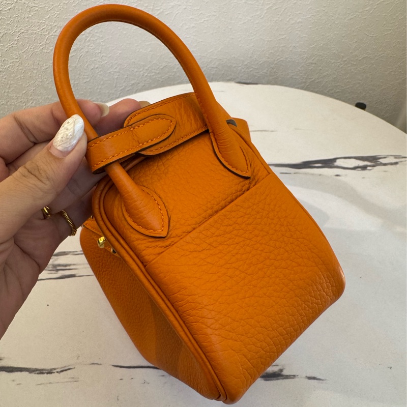 Hermes愛馬仕橘金釦mini lindy-4