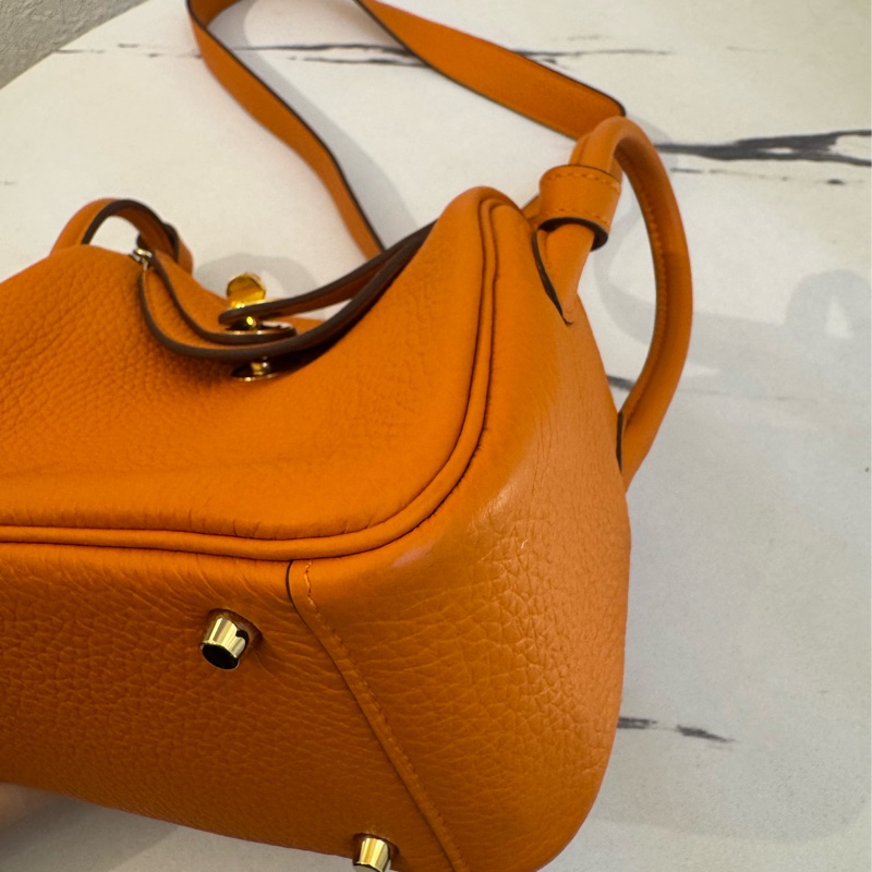 Hermes愛馬仕橘金釦mini lindy-7