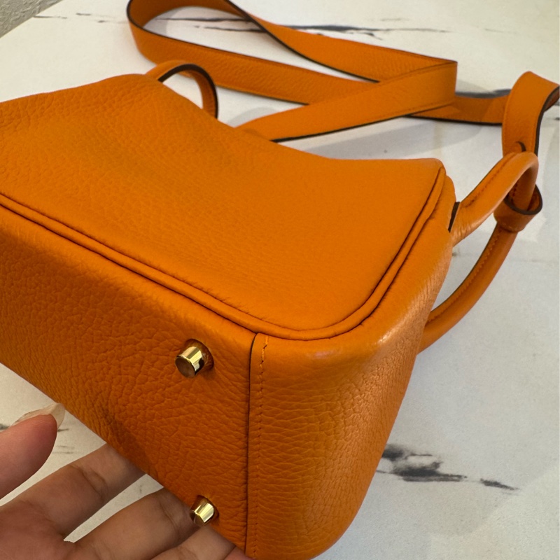 Hermes愛馬仕橘金釦mini lindy-8