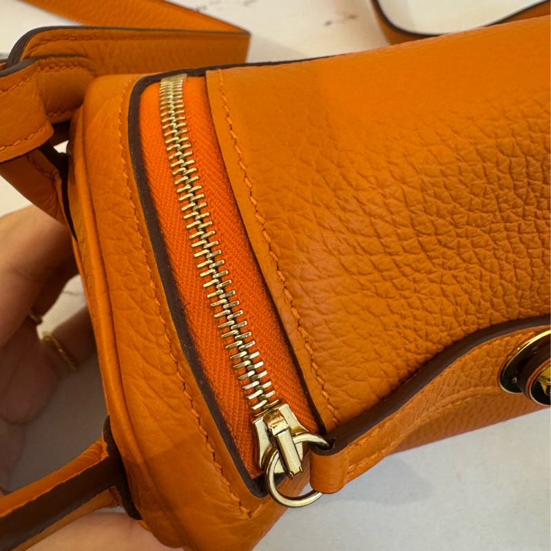 Hermes愛馬仕橘金釦mini lindy-12