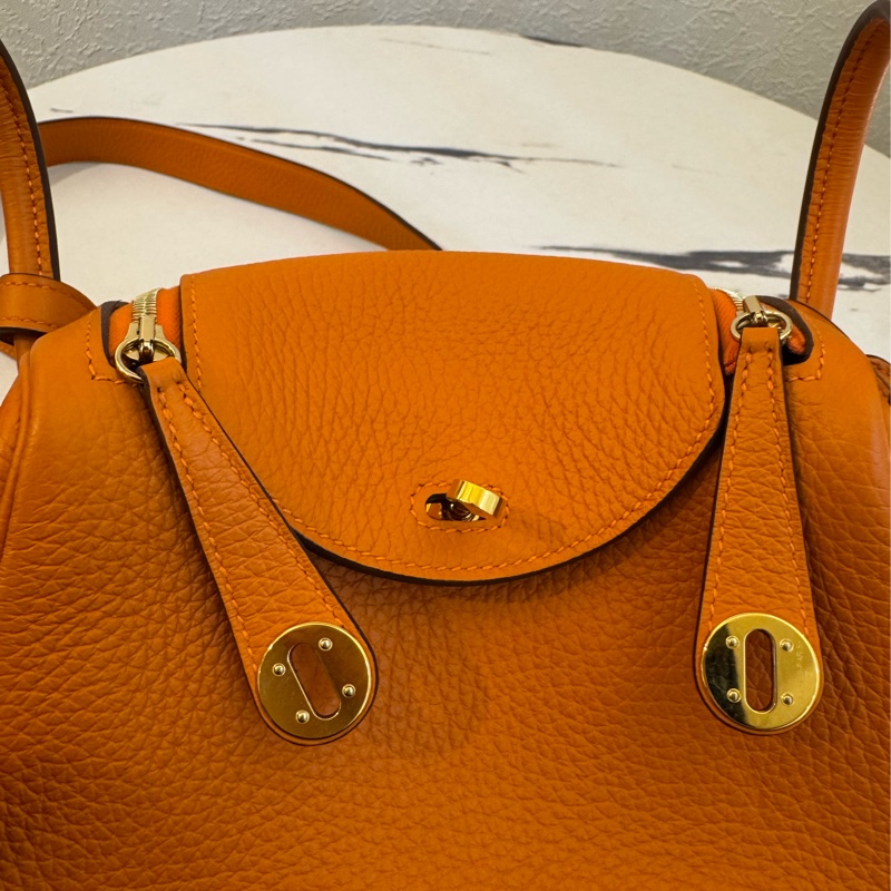 Hermes愛馬仕橘金釦mini lindy-15