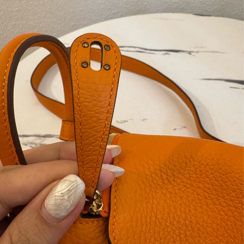 Hermes愛馬仕橘金釦mini lindy-16