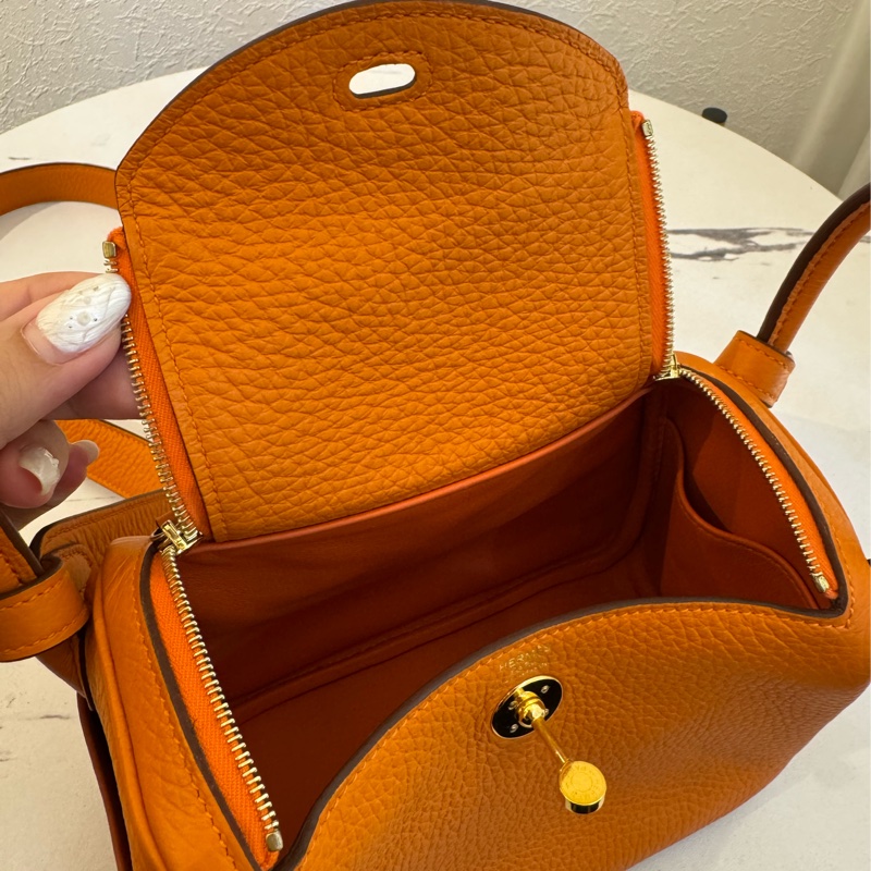 Hermes愛馬仕橘金釦mini lindy-18
