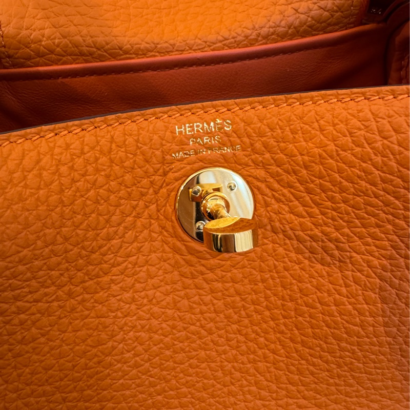 Hermes愛馬仕橘金釦mini lindy-19