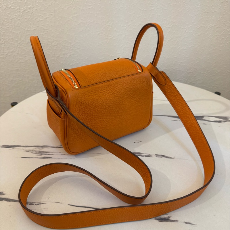 Hermes愛馬仕橘金釦mini lindy-34