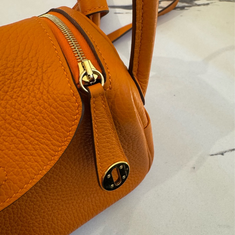 Hermes愛馬仕橘金釦mini lindy-35