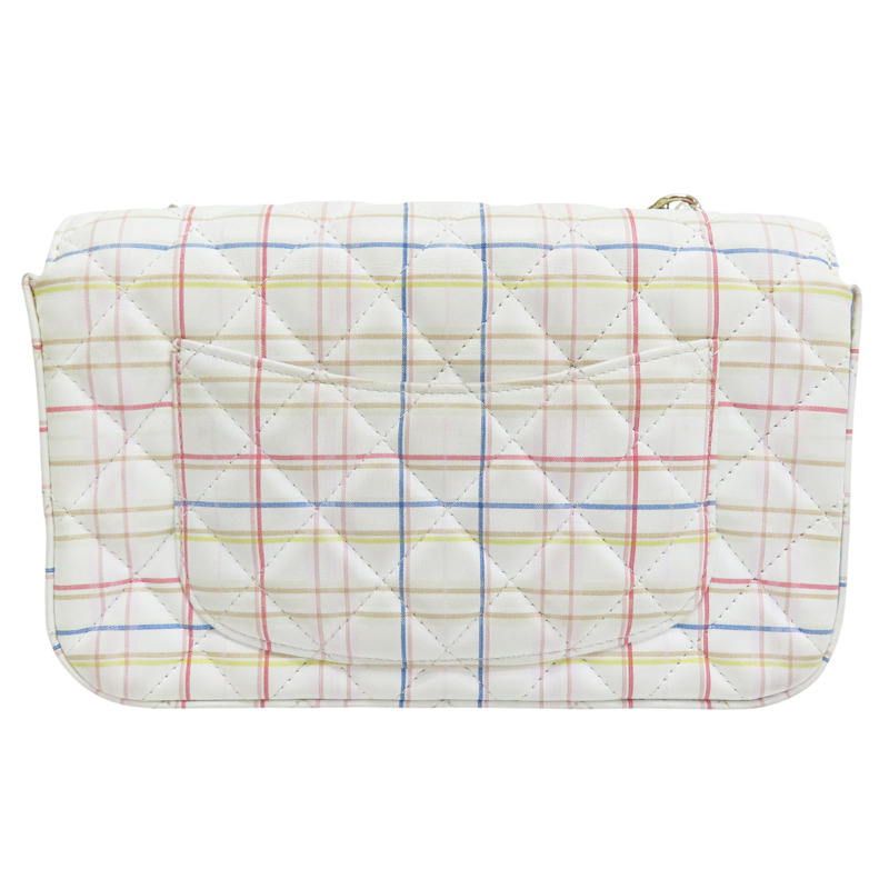 白色 羊皮 多種顏色線條 Coco 20 鍊帶 肩背包 金釦 (無卡)【CHANEL 香奈兒】 A69900-1