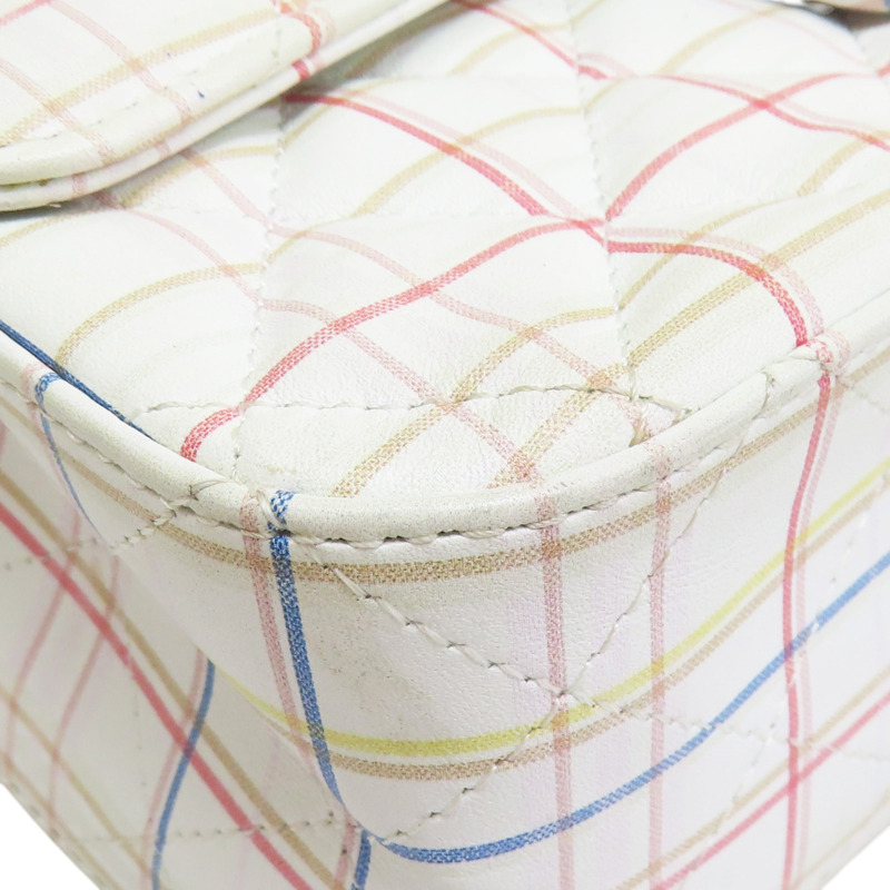 白色 羊皮 多種顏色線條 Coco 20 鍊帶 肩背包 金釦 (無卡)【CHANEL 香奈兒】 A69900-8