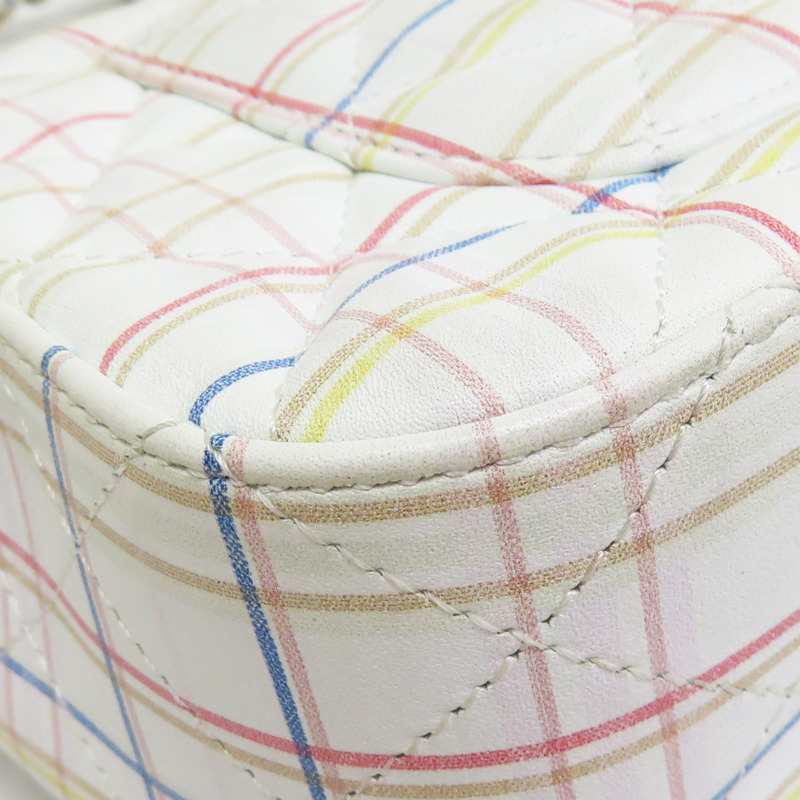 白色 羊皮 多種顏色線條 Coco 20 鍊帶 肩背包 金釦 (無卡)【CHANEL 香奈兒】 A69900-10