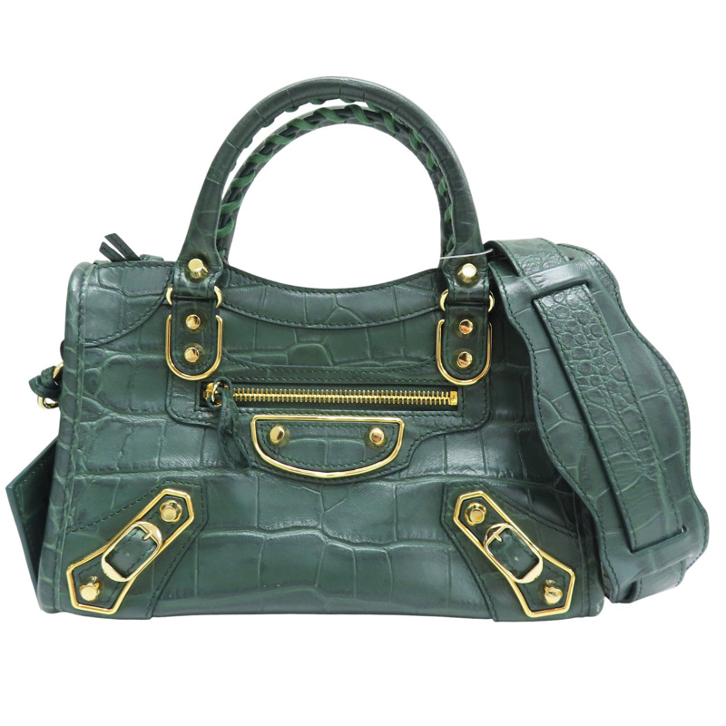 綠色 牛皮 Metallic Edge Mini City 兩用包 390160【BALENCIAGA 巴黎世家】 #390160-0