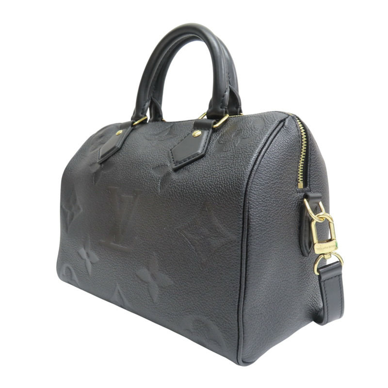 黑色 原花 牛皮 壓紋 Speedy Bandouliere 25 兩用包【LOUIS VUITTON LV 路易威登】 M58951-2