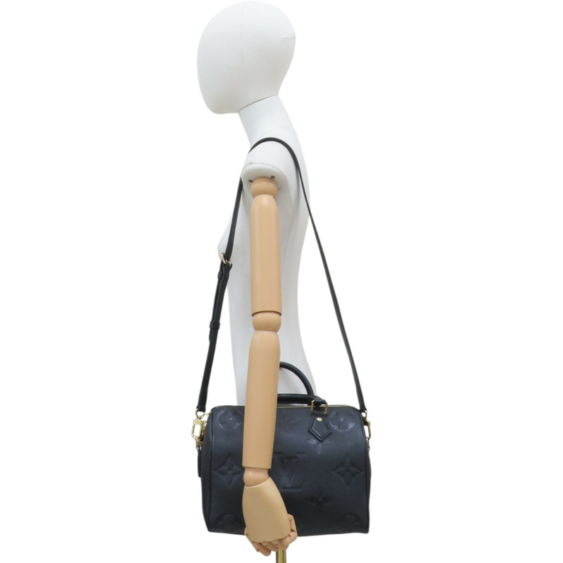 黑色 原花 牛皮 壓紋 Speedy Bandouliere 25 兩用包【LOUIS VUITTON LV 路易威登】 M58951-8