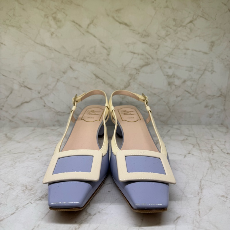 RV藍白拼色方塊跟鞋/37.5-0