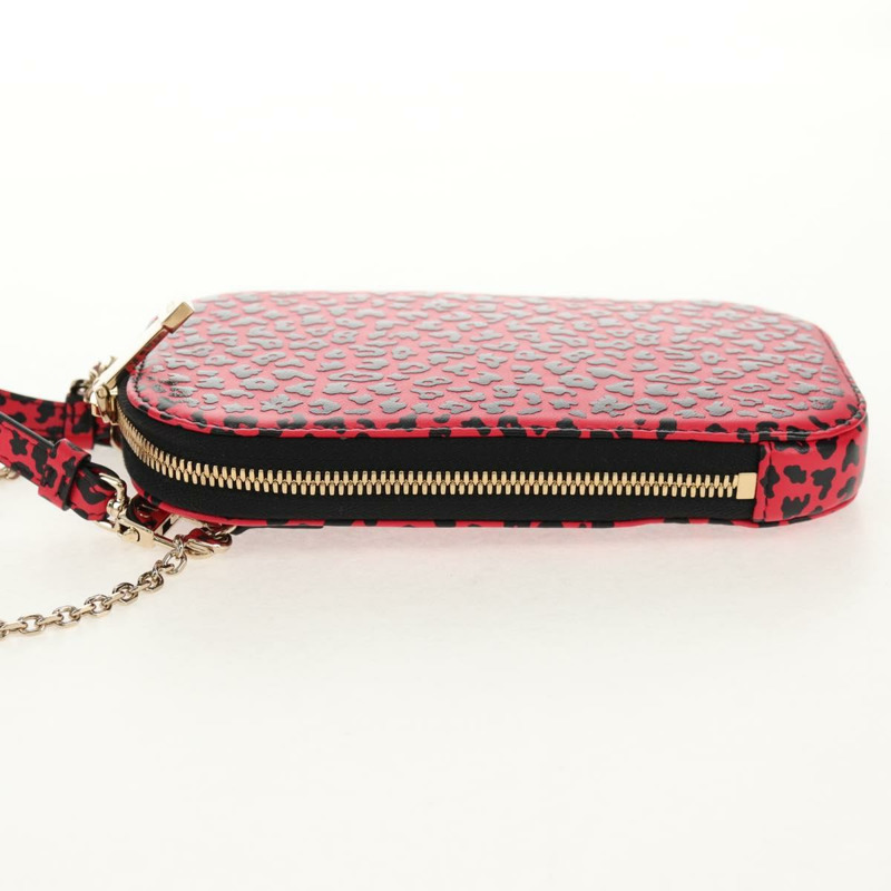 【日本直送】Christian Dior 鏈條手機包 皮革 2way 紅色金色 Auth 147971M-2